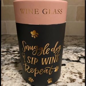 Primitives by Kathy Wine Glass  - Snuggle Dog